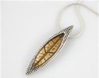 Pure Silver Leaf Pendant with Gold Patina